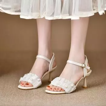 Мягкая подошва не устает ноги универсальные удобные босоножки на высоком каблуке женские 2025 новые красивые нежные женские туфли модные высокие каблуки 35