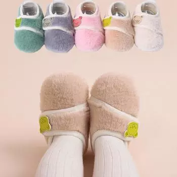 Мягкая подошва противоскользящая обувь для ходьбы теплые детские первые ходунки младенческие плюшевые туфли на полу для малышей xs