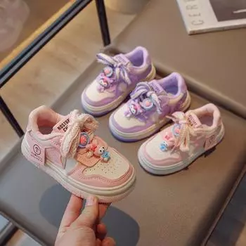Мягкая подошва с нескользящей подошвой для маленьких девочек. Низкие детские туфли с рисунком. Size 23/shoe inner length 14.5 cm розовый