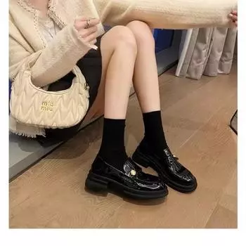 Мягкая подошва с толстой подошвой, маленькие кожаные туфли, одинарный ботинок 35