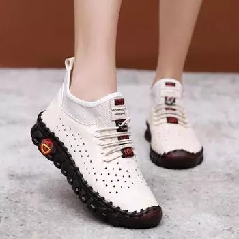 Мягкая подошва с выемкой, удобные кроссовки, женская кожаная обувь, подошва из коровьих сухожилий, противоскользящая, ручная швейная нить, обувь для мам 35