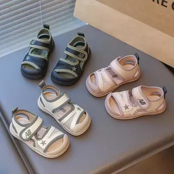 Мягкая подошва с защитой от ударов, повседневная пляжная обувь для детей, сандалии для мальчиков, обувь для малышей 2025, сандалии для девочек 17 розовый