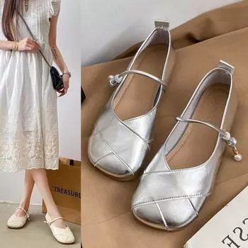 Мягкая подошва серебристого цвета, модная и удобная женская обувь, одинарные пружинные туфли на плоской подошве, одинарные туфли, туфли Мэри Джейн 35 коричневый