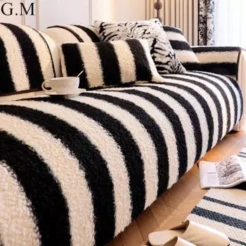 Мягкая подушка для дивана из искусственной овечьей шерсти, зимние теплые толстые нескользящие чехлы для дивана, чехлы для спинок диванов, чехлы для сидений в форме буквы L 70x70cm