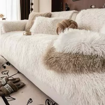 Мягкая подушка для дивана из овечьей шерсти, зимние теплые плюшевые чехлы для дивана для гостиной, роскошные нескользящие универсальные чехлы для дивана для дома 1pc 30x50 pillowcase