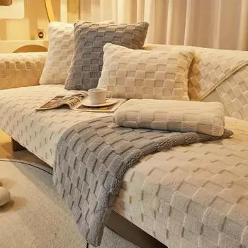 Мягкая подушка для дивана, зимняя скандинавская нескользящая подушка, чехол для спинки, полотенце, современный простой зимний кожаный чехол для дивана, ткань 70x70cm