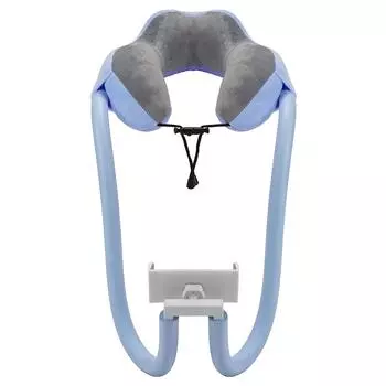 Мягкая подушка для шеи для сна в самолете, портативная подушка для поддержки головы и шеи в форме буквы U с держателем для телефона розовый