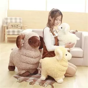 Мягкая подушка для сна в виде овцы, плюшевая подушка для сна, плюшевые куклы, мягкие игрушки для животных, плюшевая игрушка в виде овцы 28cm жёлтый