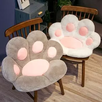 Мягкая подушка с кошачьими когтями на спине, плюшевая подушка для стула, диван, домашний пол, украшение для домашнего стула, плюшевая подушка с животным, подушка на спинку 60x70cm белый