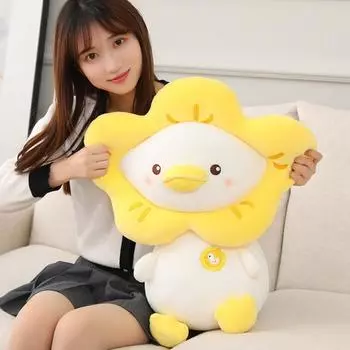 Мягкая подушка-утка, плюшевые игрушки, украшение для дивана, очаровательная мягкая мультяшная кукла-животное, подарок на день рождения S розовый