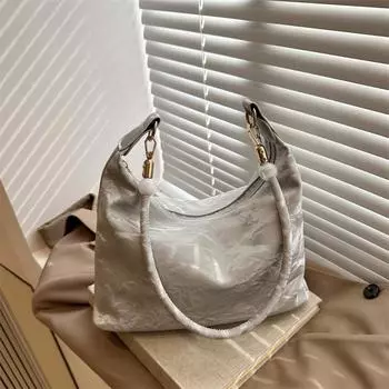 Мягкая поверхность нишевого дизайна ручная сумка женская популярная универсальная сумка-мессенджер на одно плечо подмышечная сумка-пельмень серебряный