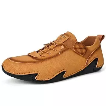 Мягкая повседневная кожаная обувь, мужские лоферы, удобная обувь для вождения, мокасины, мужская обувь на плоской подошве 38 коричневый
