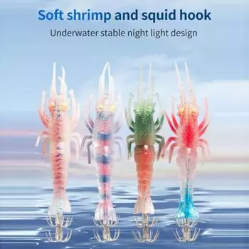 Мягкая приманка для ловли креветок, 10 см/9,4 г, с двойными крючками для кальмаров, светящаяся в темноте искусственная приманка из ПВХ, аксессуары для ловли пресноводной соленой форели B