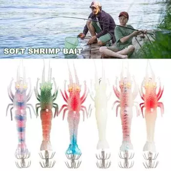 Мягкая приманка для ловли креветок, 10 см/9,4 г, с двойными крючками для кальмаров, светящаяся в темноте искусственная приманка из ПВХ, аксессуары для ловли пресноводной соленой форели B