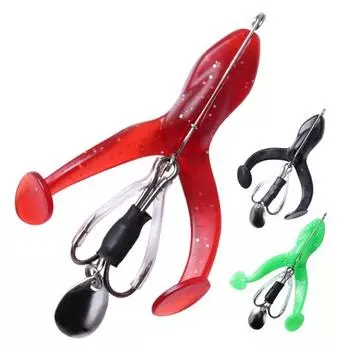 Мягкая приманка для лягушки с острым крючком, металлическая блестка, стальная проволока, бионическая искусственная приманка для лягушки, морской пресноводный окунь, змееголов, форель, аксессуары для рыбалки красный