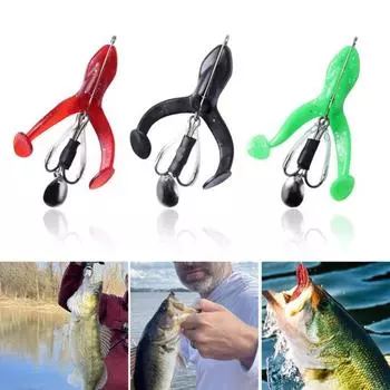 Мягкая приманка для лягушки с острым крючком, металлическая блестка, стальная проволока, бионическая искусственная приманка для лягушки, морской пресноводный окунь, змееголов, форель, аксессуары для рыбалки зелёный