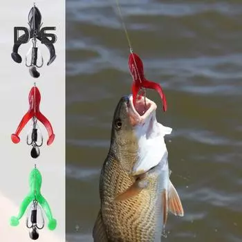 Мягкая приманка для лягушки с острым крючком, металлическая блестка, стальная проволока, бионическая искусственная приманка для лягушки, морской пресноводный окунь, змееголов, форель, аксессуары для рыбалки красный