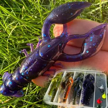 Мягкая приманка для раков Мягкие рыболовные приманки для ловли окуня Искусственные приманки для раков Приманка для краппи Форель Судак Окунь Синежаберный окунь с крючками 1 set