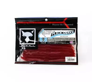 Мягкая приманка Jackall Flick Shake 6,8 дюйма, прозрачная, красная, Biwako (5217)