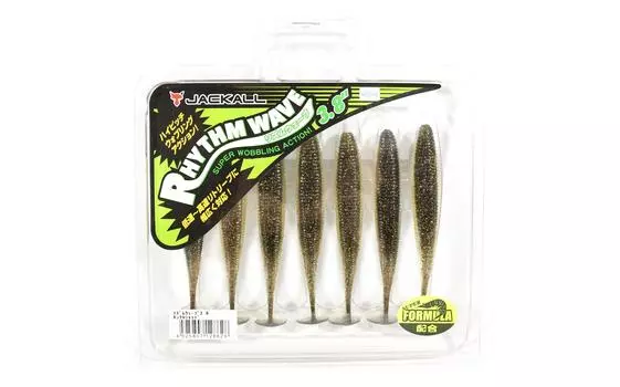 Мягкая приманка Jackall Rhythm Wave 3,8 дюйма, золотисто-черная, Shad (8628)