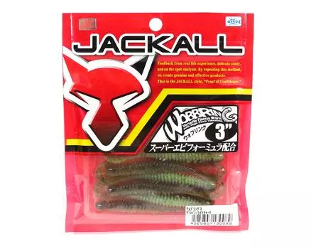 Мягкая приманка Jackall, вибрирующая с хвостом личинки, 3 дюйма, зеленая тыква, световая таблица (0089)