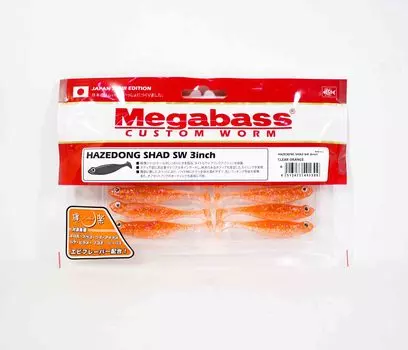 Мягкая приманка Megabass Hazedong Shad SW 3 дюйма, прозрачный оранжевый (1399)