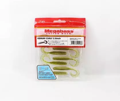 Мягкая приманка Megabass Kemuri Curly 2,5 дюйма Green Pumpkin Shad (0286)