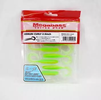 Мягкая приманка Megabass Kemuri Curly 2,5 дюйма, лаймовая/золотая чешуйка (0262)