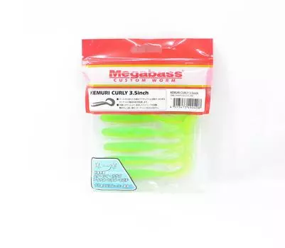 Мягкая приманка Megabass Kemuri Curly 3,5 дюйма Lime Chart Gold F (0408)