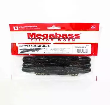 Мягкая приманка Megabass в бутылке с креветками, 4 дюйма, зеленая тыква, синяя (3055)