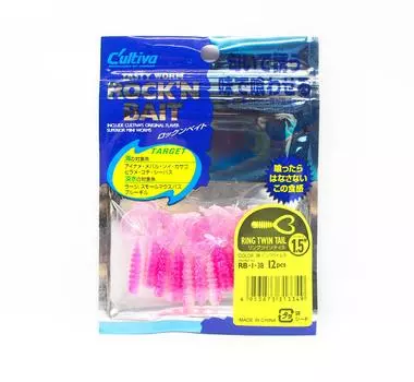 Мягкая приманка Owner RB-1, кольцо с двойным хвостом, 12 штук, 1,5 дюйма 38 (3349)