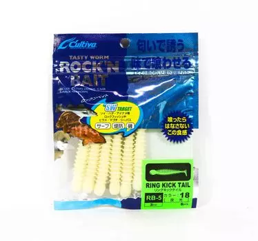Мягкая приманка Owner RB-5 с кольцами Kick Tail, 6 шт., 3 дюйма 18 (2132)