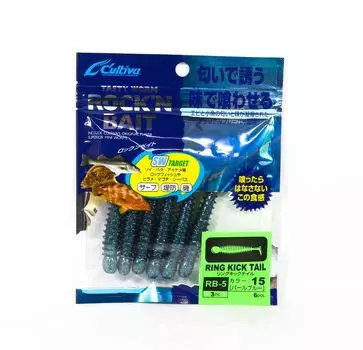 Мягкая приманка Owner RB-5 с кольцами Kick Tail, 6 шт., 3 дюйма 15 (2101)