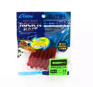 Мягкая приманка Owner RB-5 с кольцами Kick Tail, 6 шт., 3 дюйма 32 (2194)