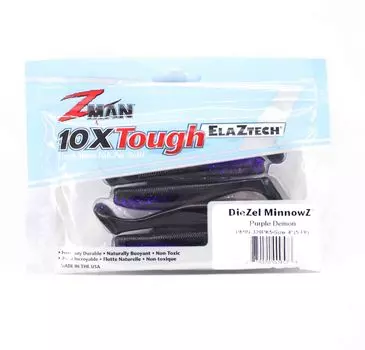 Мягкая приманка Zman Diezel MinnowZ 4 дюйма, 5 шт. в упаковке, фиолетовый демон (9573)