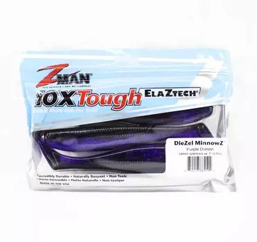 Мягкая приманка Zman Diezel MinnowZ 7 дюймов, 3 шт. в упаковке, фиолетовый демон (2102)