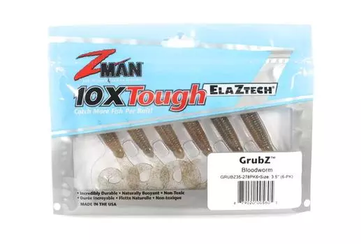 Мягкая приманка Zman GrubZ 3,5 дюйма, 6 шт. в упаковке, кровавый червь (5605)