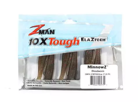 Мягкая приманка Zman MinnowZ 3 дюйма, 6 шт. в упаковке, мотыль (5759)