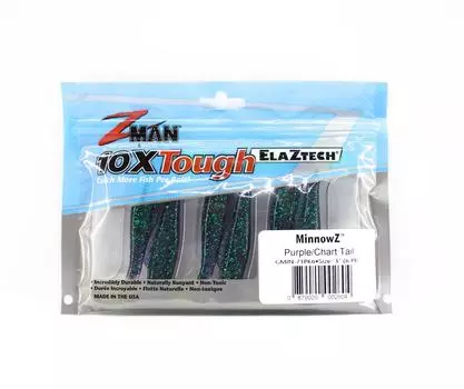Мягкая приманка Zman MinnowZ 3 дюйма, 6 шт. в упаковке, фиолетовая с хвостом (2604)