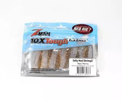 Мягкая приманка Zman Salty Ned ShrimpZ 2,5 дюйма, 6 шт. в упаковке, новые пенни (4373)