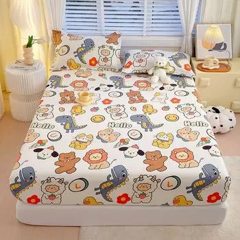 Мягкая простыня на резинке из 100% хлопка с эластичной резиной и 2 наволочками для долговечности односпальная двуспальная кровать для детей и взрослых 13 размеров 120cmx200cmx30cm