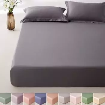 Мягкая простыня на резинке из египетского хлопка, роскошный чехол для матраса из 100% хлопка, покрывало, чехол для матраса с резинкой, мягкий, нескользящий 90x190x30cm мятный зеленый