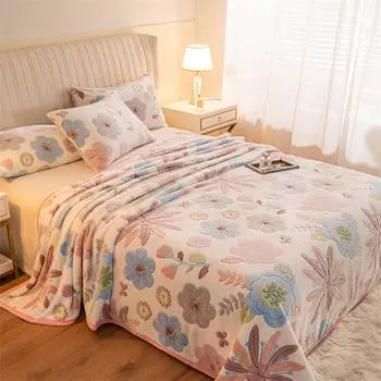 Мягкая простыня с мультяшным медведем, утолщенное зимнее теплое одеяло, версия, покрывало Queen King, домашний декор, крышка 1,8/2 м 120x200cm 1pc