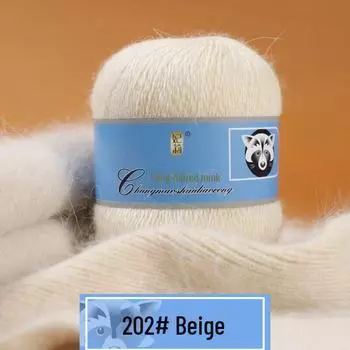 Мягкая пряжа из кашемира ручной работы для шапок и шалей, пряжа из шерсти норки с длинным ворсом средней толщины для вязания крючком