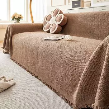 Мягкая пряжа Простой диван-полотенце Зимний универсальный чехол для дивана Полный комплект Нескользящий теплый диван-полотенце Чехол Ткань 180*130cm