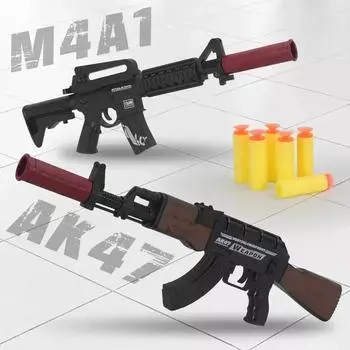 Мягкая пуля Мини AK47 M4A1 Игрушечный пистолет для запуска винтовки Выбрасыватель гильз Игрушечный пистолет Модель Детские рождественские подарки Игрушки для взрослых
