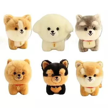 Мягкая пушистая плюшевая игрушка в виде собаки-корги с большой головой, похожая на реалистичное животное 20cm