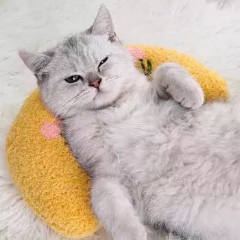Мягкая пушистая подушка для шеи кошки, успокаивающая U-образная форма для облегчения боли в суставах, для улучшения сна, поддержки шеи, подушка для домашних животных, товары для собак и кошек жёлтый