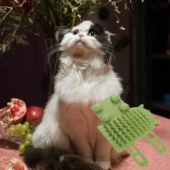 Мягкая расческа для массажа домашних животных Самоочищающаяся кошачья когтеточка Массажер Уход за котятами Уход за шерстью белый
