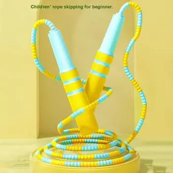 Мягкая ручка детская скакалка регулируемая сегментированная фитнес-скакалка для детей жёлтый/синий